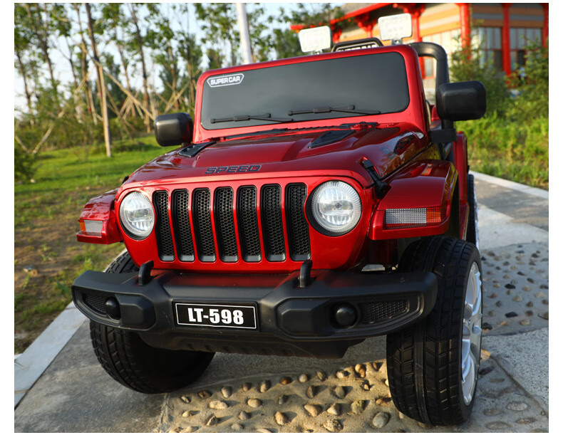 茗贝儿牧马人儿童电动车小孩可坐大号男女宝宝四轮带遥控玩具 a款白色