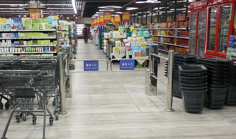 贵梵超市自动感应入口门医院单向进出口器商超红外雷达自开摆闸门禁机