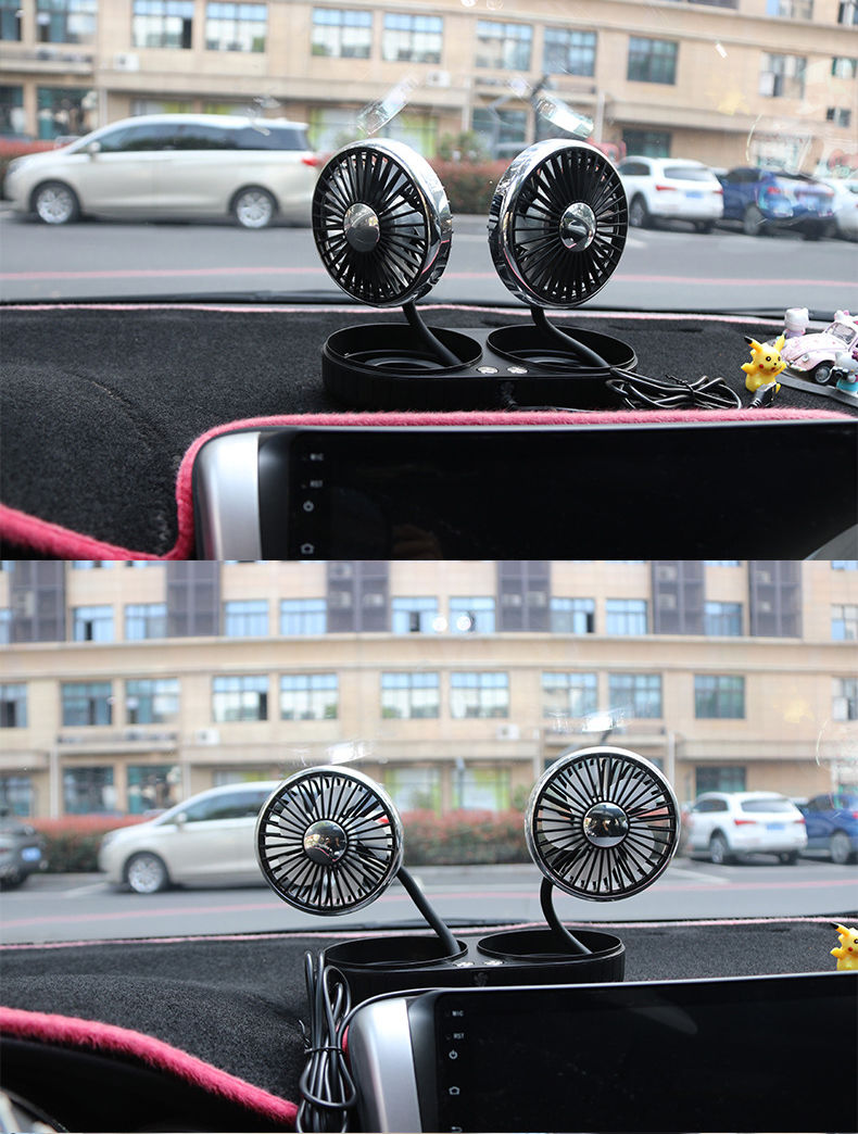 汽车双头usb可充电车载小风扇后座伸缩杆小汽车货车用车用小电扇基础