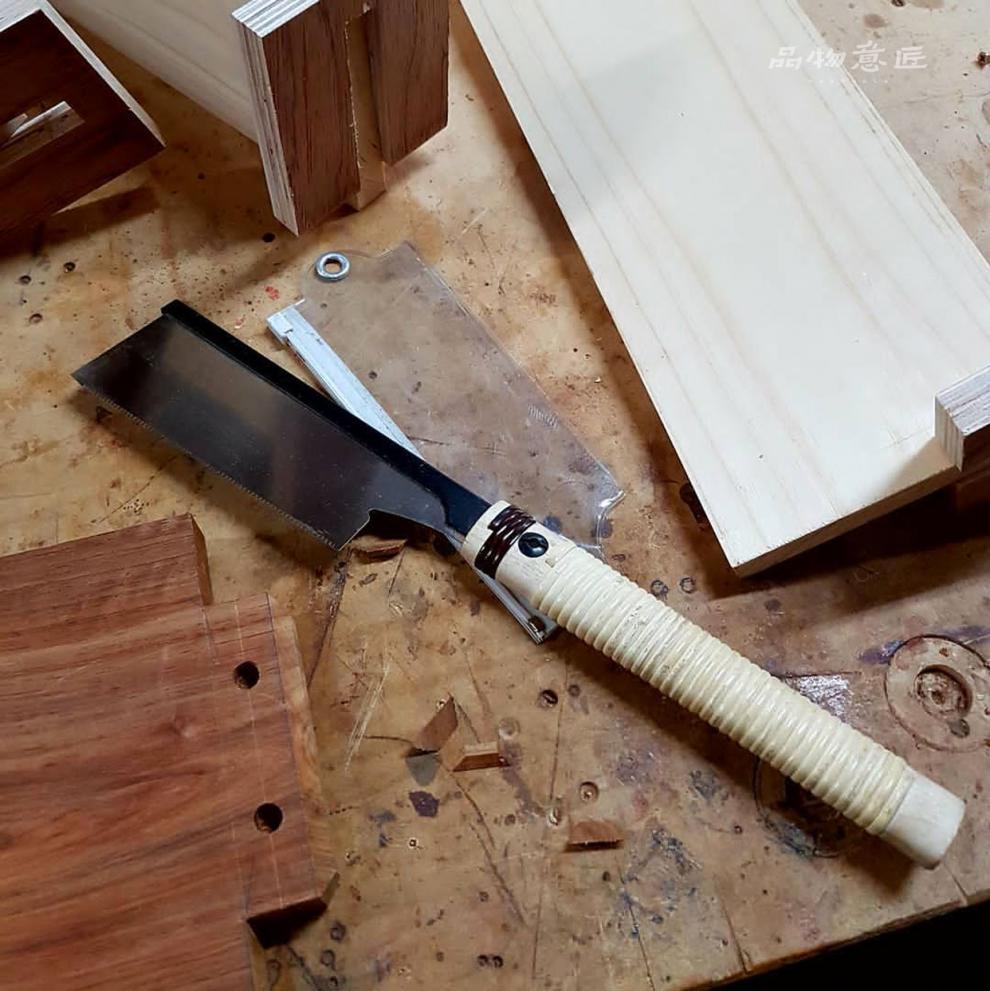 日本中屋夹背锯组子细工燕尾开榫手锯木工手工双刃锯进口精密 中屋平