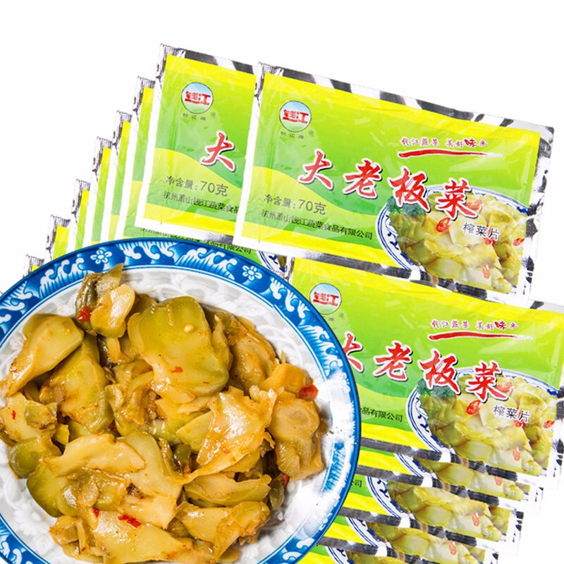 钱江牌大老板榨菜片70克*30袋下饭菜酱菜配粥咸菜榨菜小包装