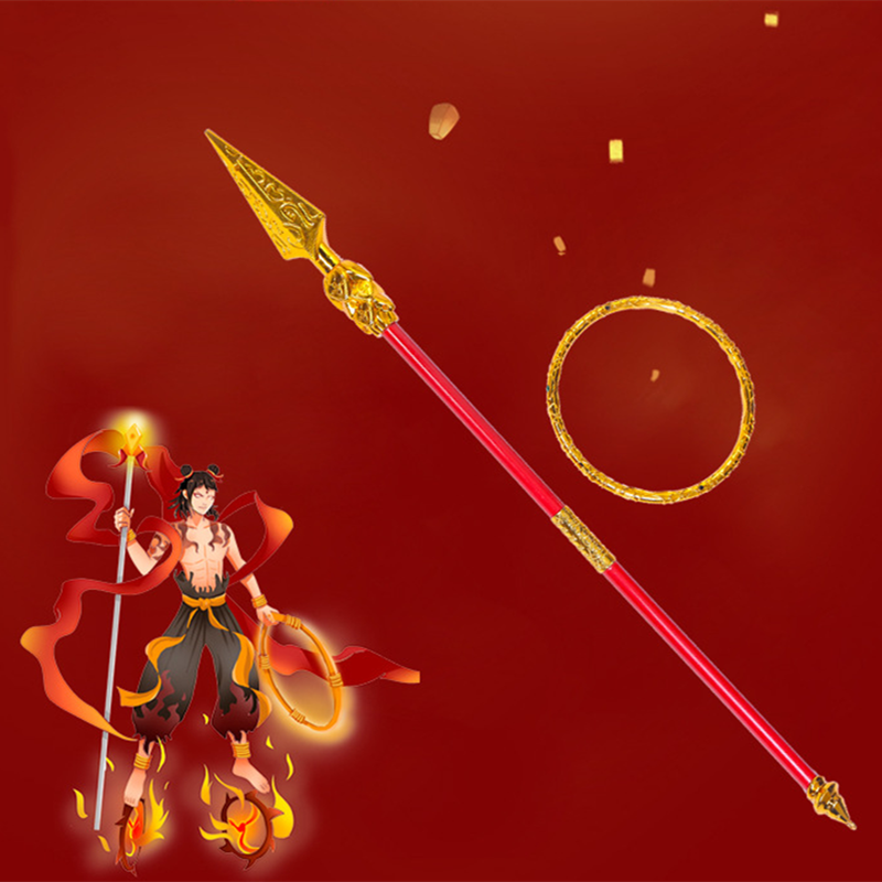 儿童哪吒魔童降世同款全套道具乾坤圈项圈玩具套装头饰面具火尖枪项圈