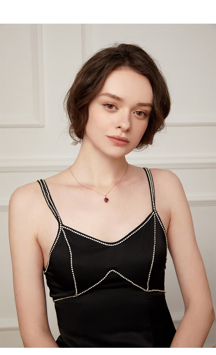 玛莎梅拉四叶草项链女玫瑰金轻奢彩金锁骨链小众设计时