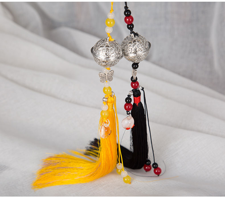 芙蕖汉服旗袍压襟扣双色流苏铃铛腰坠中国风配饰古风腰挂衍生铃挂件