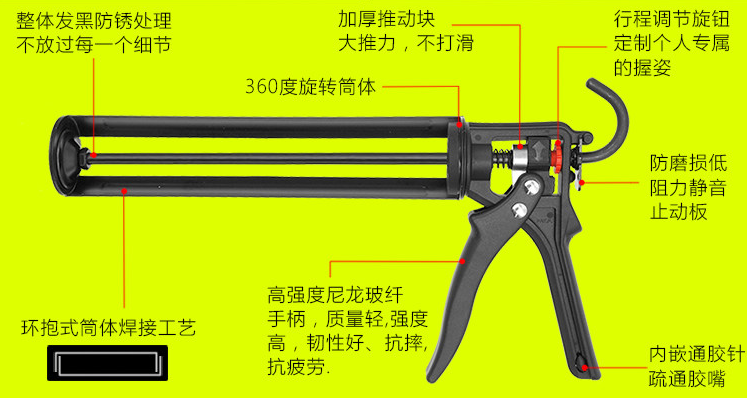 玻璃胶枪省力硅胶枪手动压胶枪美缝堵缝密封打胶枪通用【胶枪】