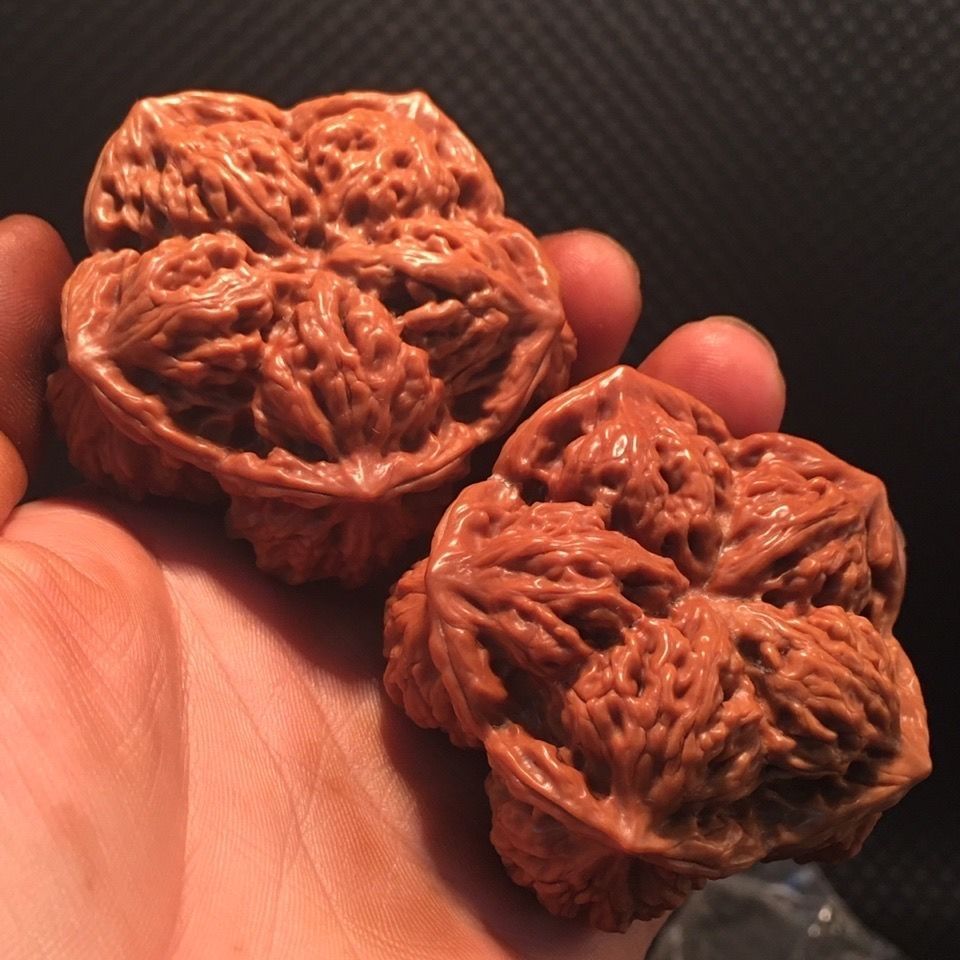 特大文玩核桃拼接异形莲花五棱工艺品包浆官帽五星手把件盘玩多棱