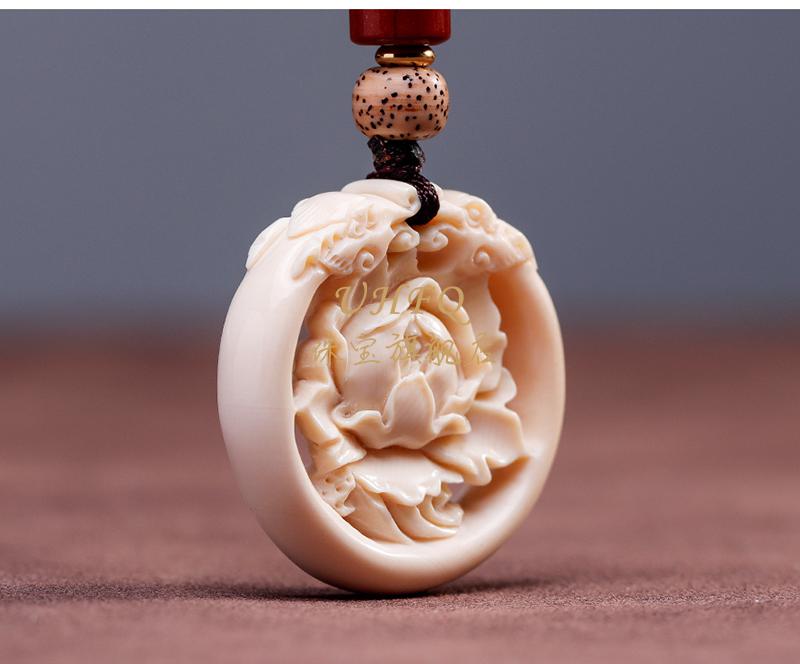 uhfq猛犸象牙雕莲花车钥匙扣车男挂件送礼礼品饰品莲花车钥匙扣