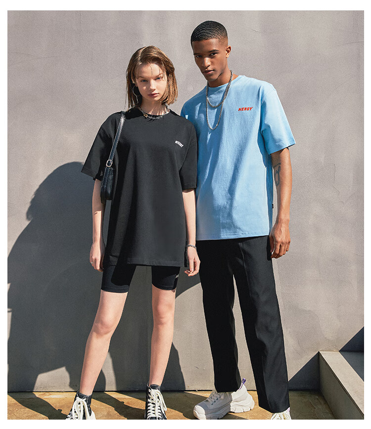 nerdy2021夏季新款韩国街头运动潮牌圆领半袖多色百搭情侣基础款中性
