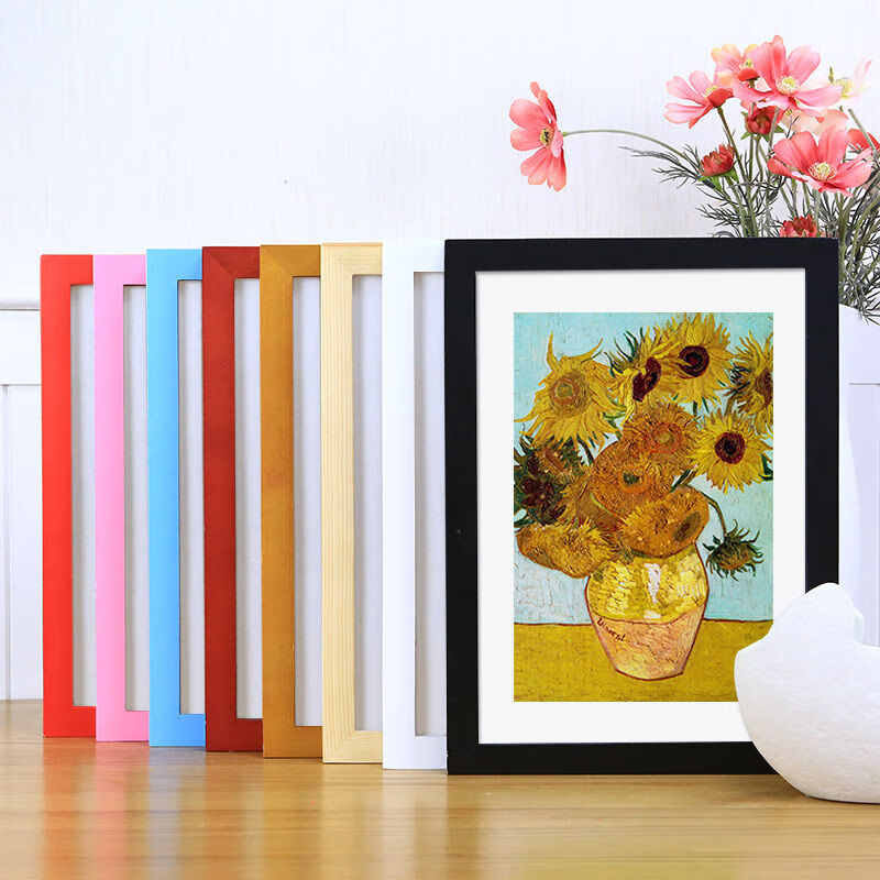 实木相框挂墙创意大画框定制十字绣框架外框裱框照片装裱像匡批发胡桃