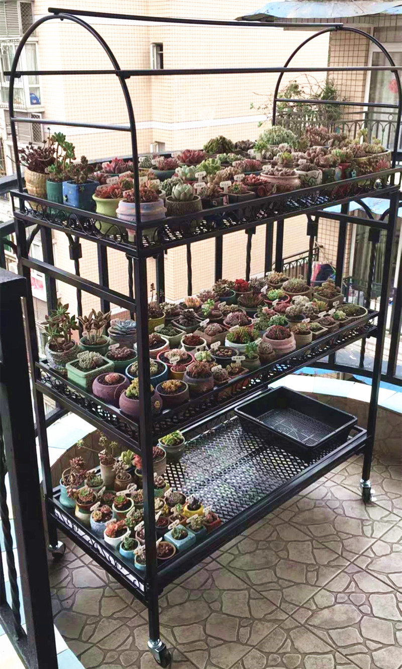 多肉花架室外铁艺带轮移动室内多层露台花架 100*40*60单层不含顶棚