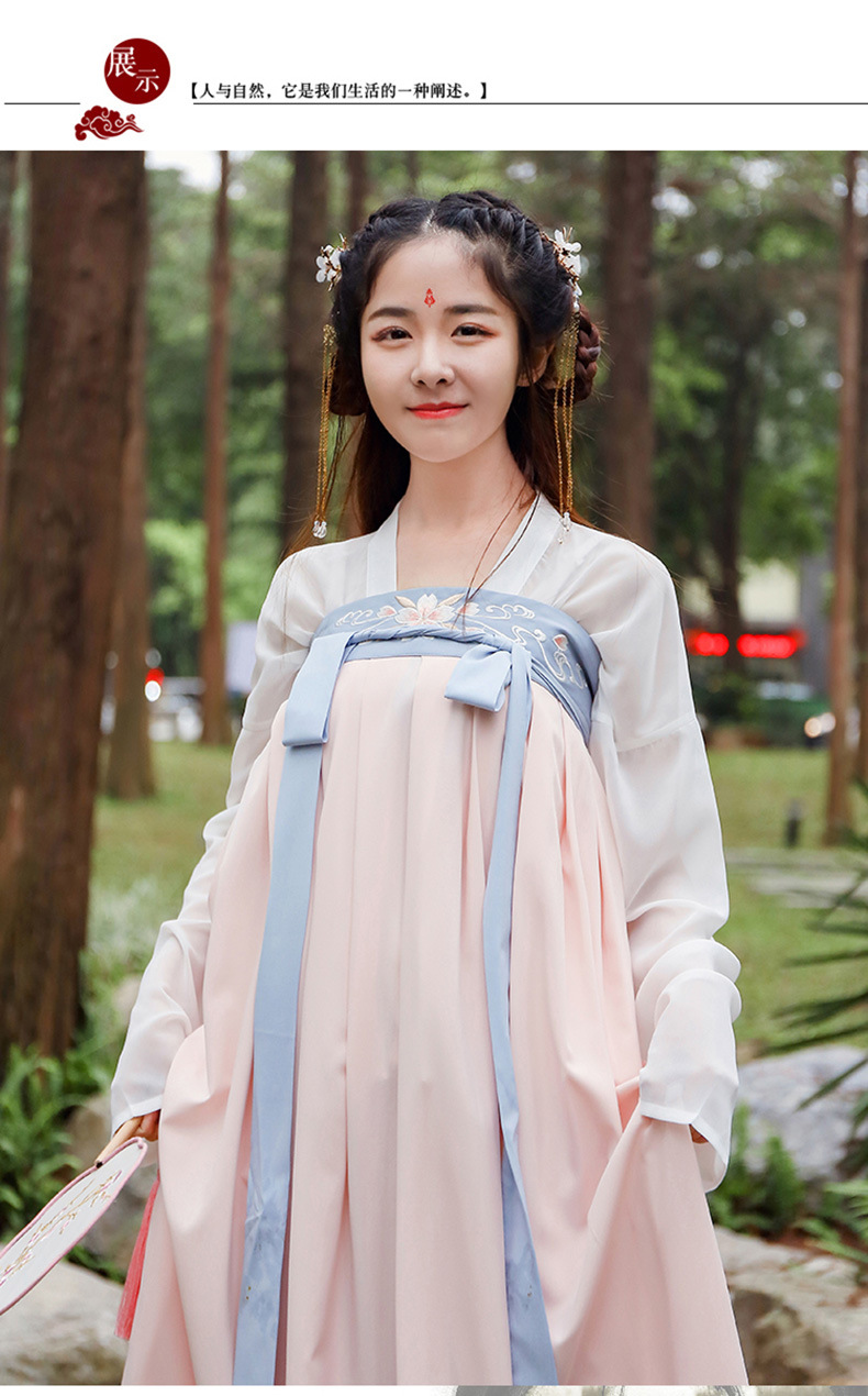 沐悠羽汉服女刺绣齐胸襦裙仙气飘逸中国风古装汉服汉元素 素锦 s