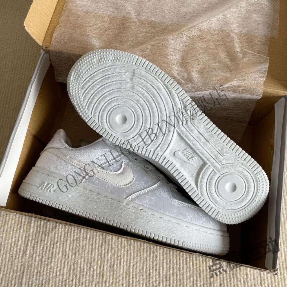 透气af1空军一号clot联名丝绸低帮板鞋男女鞋陈冠希同款蓝丝绸休闲鞋