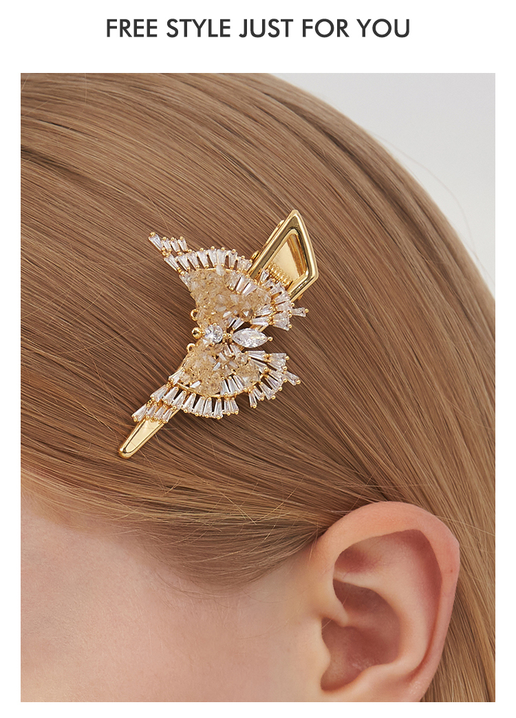 shes茜子发饰品晶莹璀璨原创工艺水晶蝴蝶闪耀头饰发夹发卡女成人捏夹