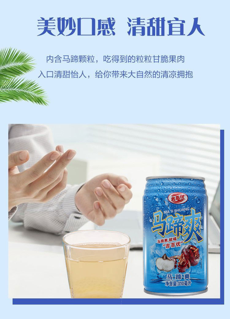 马蹄爽果肉荸荠饮料植物饮品果汁整箱饮料310ml*12罐 【礼盒箱】310