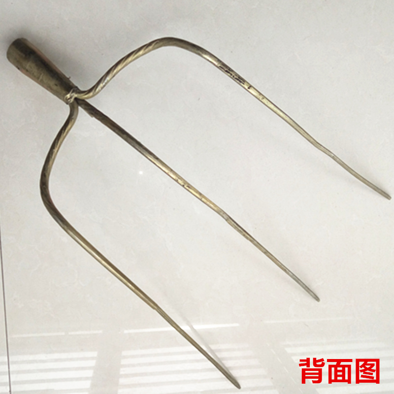 实心大号钢叉空心铁叉草叉子泥叉粪叉子全钢农具三股叉 空心三齿叉 1