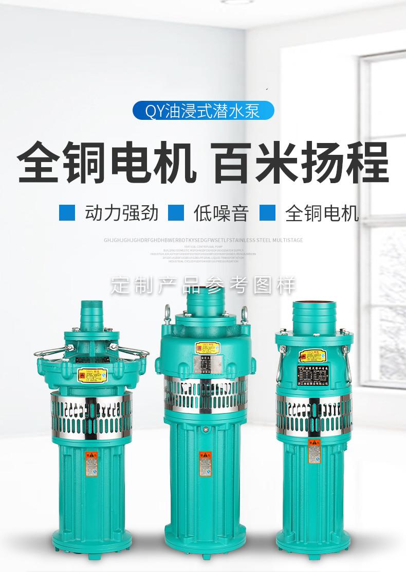 国标潜水泵油浸式380v大流量三相高压农用灌溉抽水泵喷淋喷泉泵国标