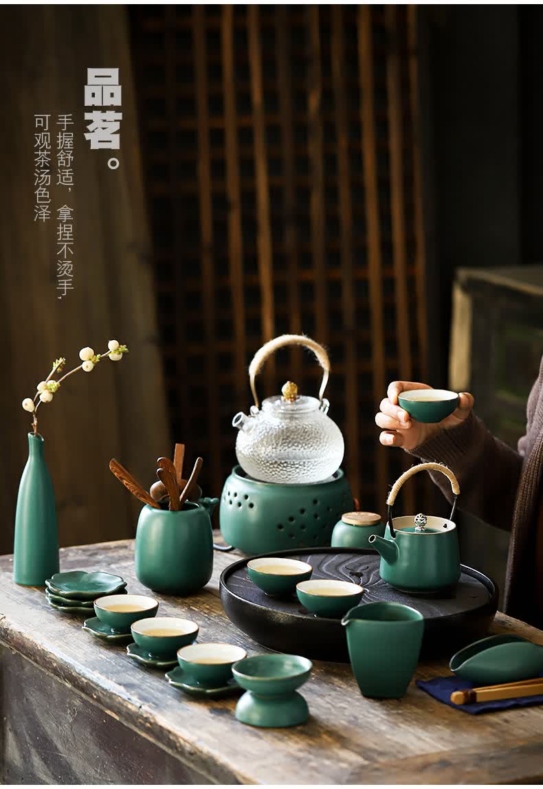 茶器全套喝茶泡茶套装尚岩家用功夫茶具套装陶瓷茶盘茶壶茶杯烧水壶