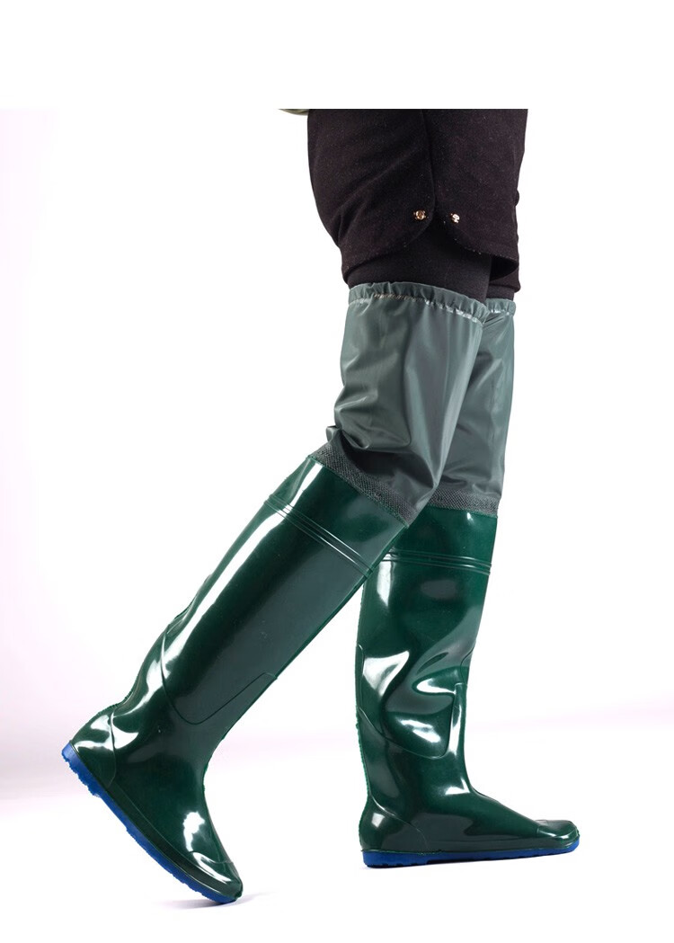 插秧穿的雨靴高筒松紧口插秧鞋过膝软底水鞋防滑牛筋底水田鞋防水稻田