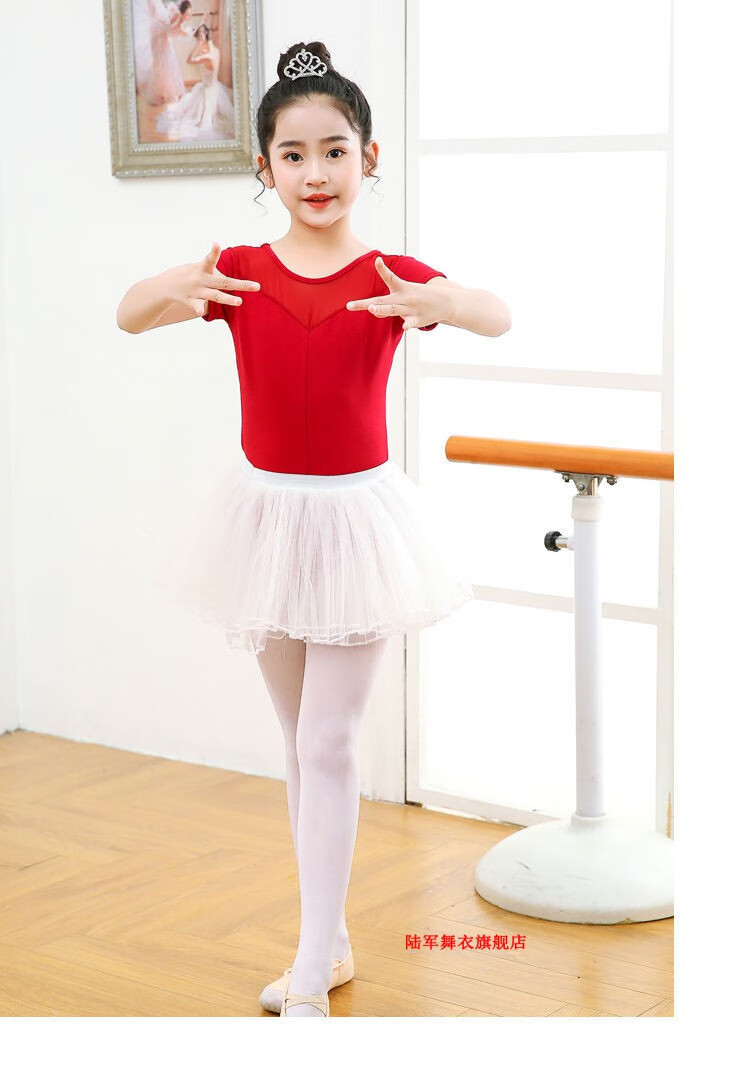 儿童舞蹈服女童练功服女孩春夏芭蕾舞裙长袖跳舞衣考级中国舞服装粉红