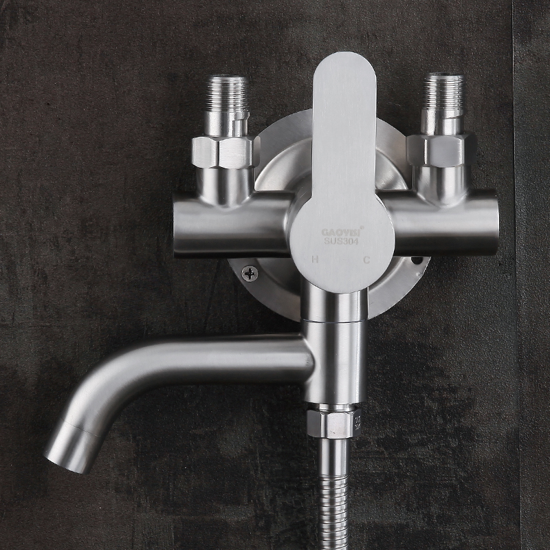带下出水不锈钢明装冷热水龙头混水阀开关太阳能热水器淋浴套装304带