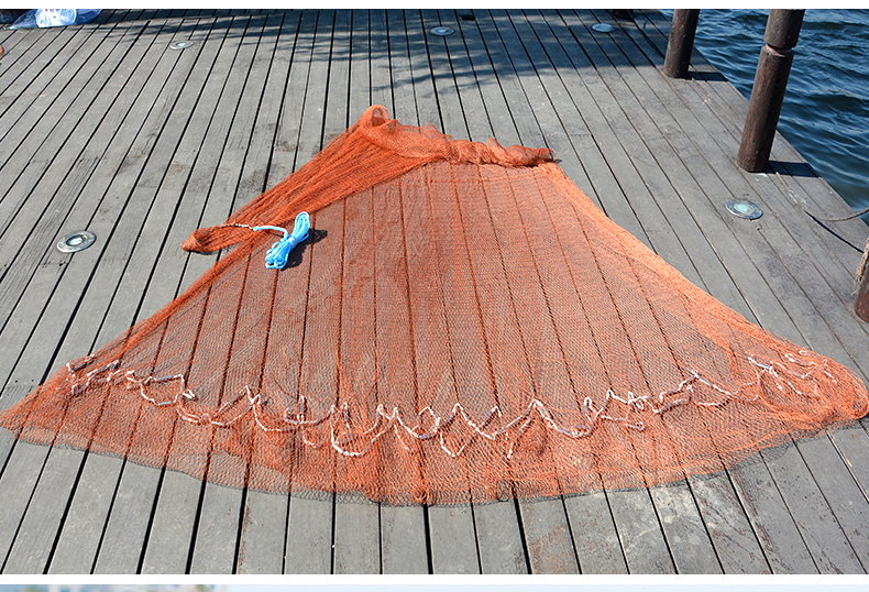 撒网传统手撒老式手抛网鱼网捕鱼渔撒抛网甩网旋网抓自动捕鱼 链条坠