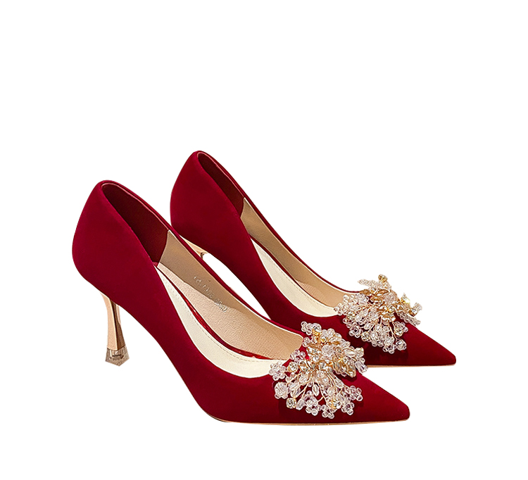 西式婚礼新娘结婚闪闪婚鞋小众婚鞋新娘鞋年红色高跟鞋秀禾鞋婚纱两穿