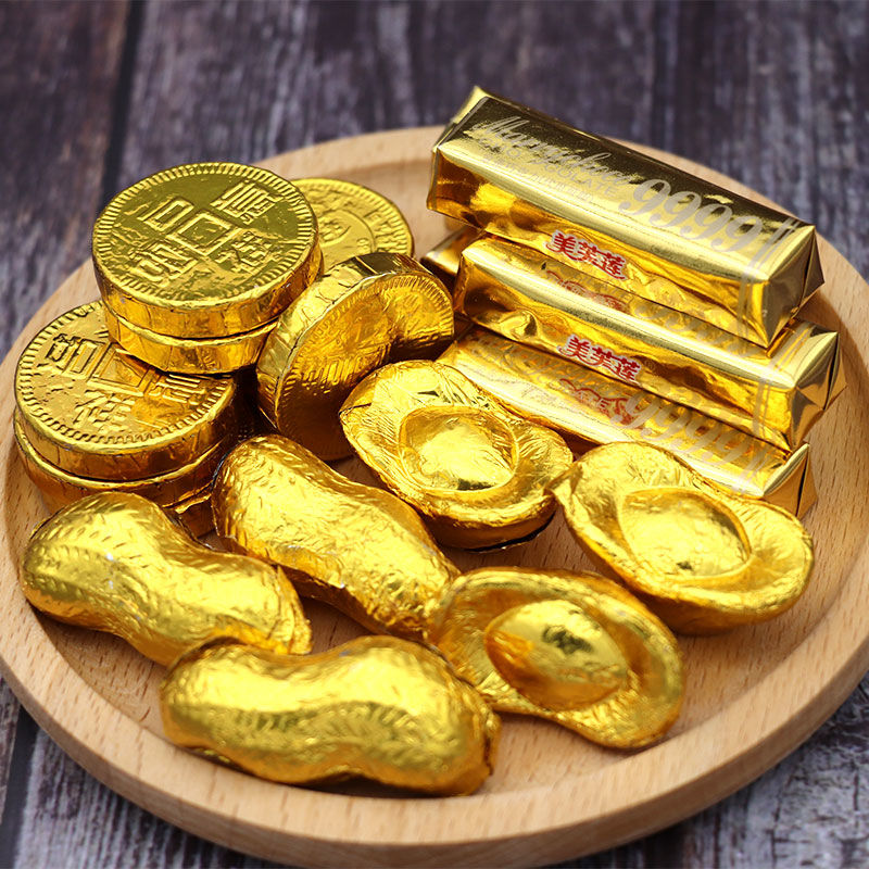 5斤超划算元宝巧克力蛋糕装饰金币金条喜糖糖果零食批5斤小金币约350