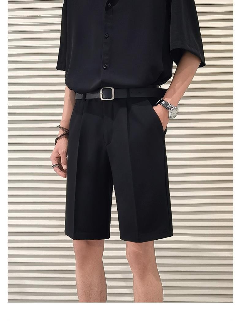 西式短裤男西装短裤男夏季薄款宽松休闲裤韩版潮流ins抗皱免烫直筒五