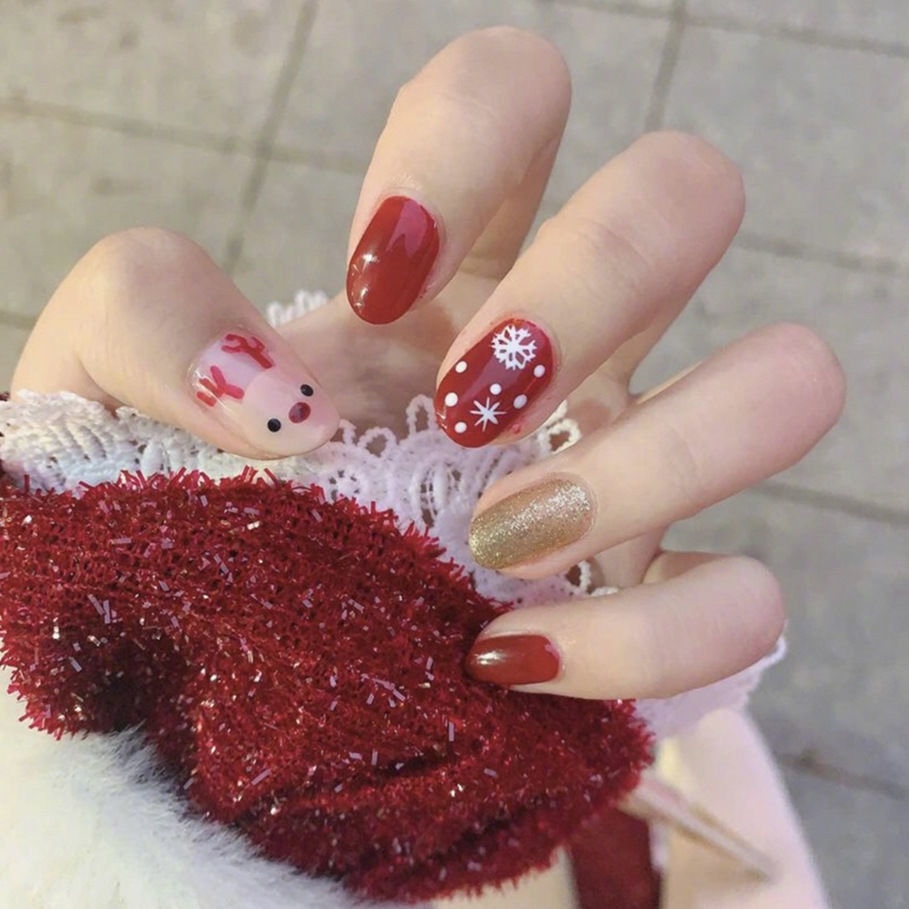 【精选】美甲贴片工具磨砂卡其中长裸色显白ins穿戴可拆卸美甲成品假