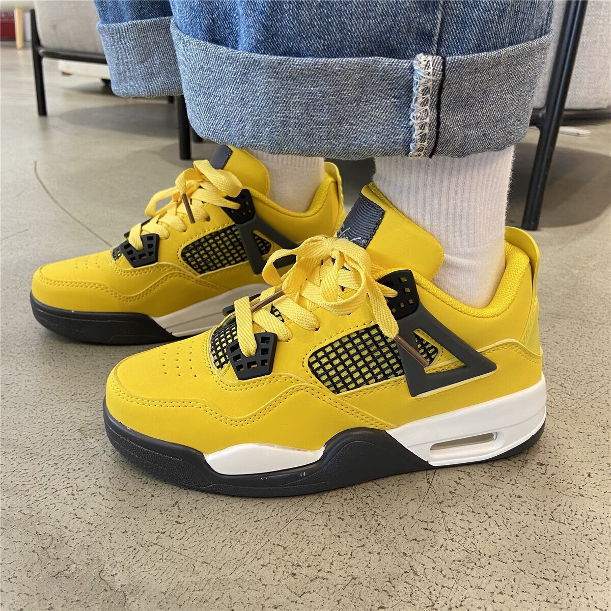 耐磨aj4电母gs气垫增高休闲轻便ins运动鞋缓震官方大童篮球鞋 aj4电母