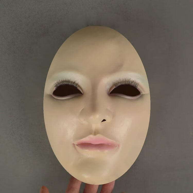 2022新款逼真硅胶人脸面具3d立体人脸面具硅胶直播美女头套头罩光头