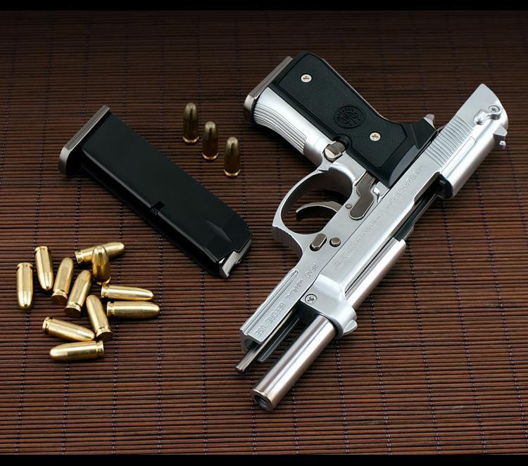 05抛壳伯莱塔m92a1玩具模型合金可拆不可发射 抛壳m92f银色 5发 吸塑