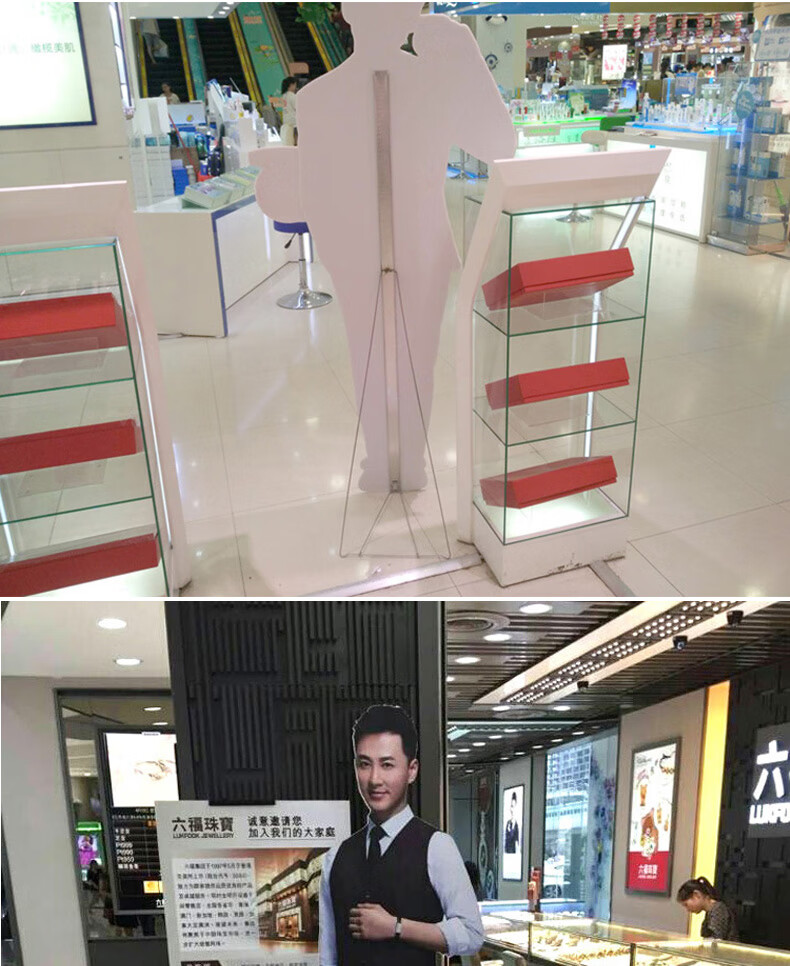 人形立定制h型展示架kt板人型模特人物海报广告人像支架 黑色铁质烤漆