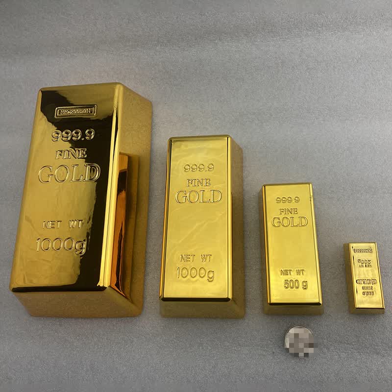 旺月岚山仿真假金砖道具黄金块展示模型纯铜实心样品大金条摆件婚庆