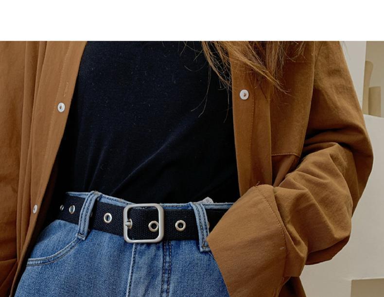 布带腰带帆布腰带女男裤带新款黑色时尚装饰配皮带女牛仔裤百搭风方扣
