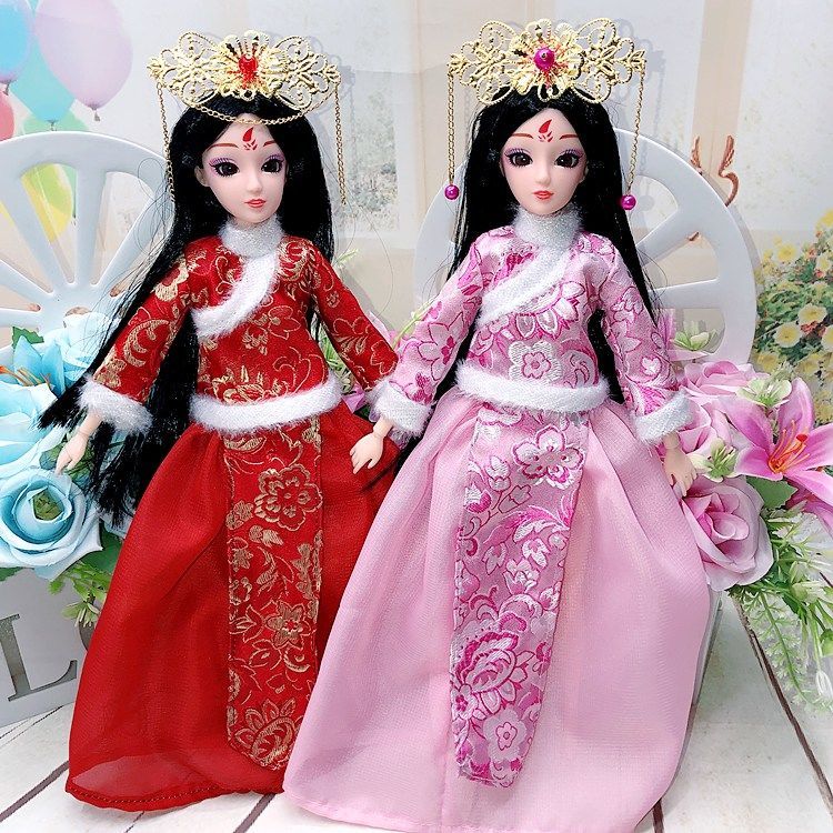 30厘米古装芭比衣服换装洋娃娃玩具女孩公主婚纱古代服饰 红古装