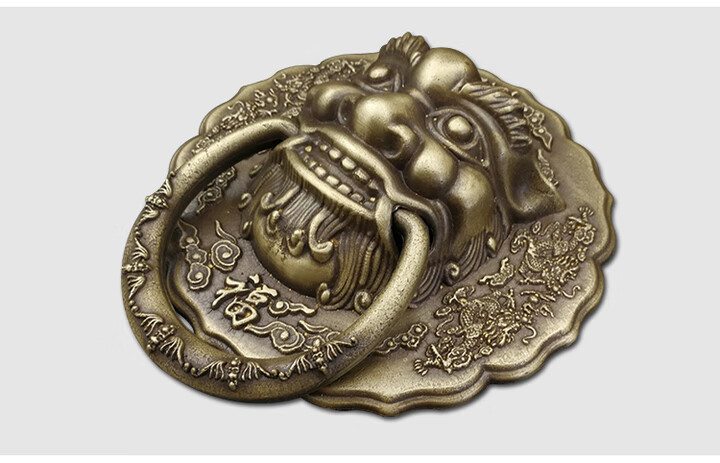 思科得 虎头大拉把古铜木大门铜配件装饰农村扣环拉手门环狮子头纯铜