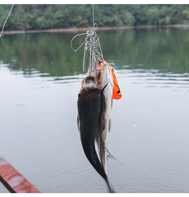 钓鱼活鱼扣路亚鱼扣鱼锁加粗锁鱼器大号大物控鱼锁鱼扣便携拴鱼绳5扣