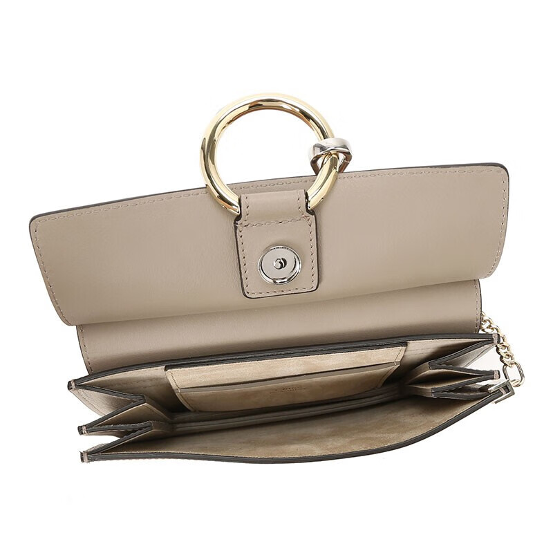 蔻依chloe克洛伊女包faye圆环包通勤肩背包迷你圆环扣牛皮拼接麂皮