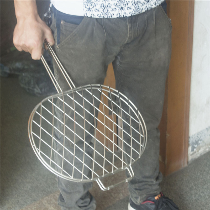 烤鱼夹商用不锈钢烤鱼网大号加粗烤鱼夹子圆形烤鱼工具鱼架 商用特