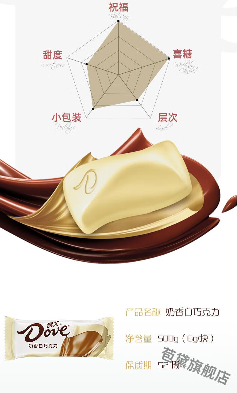 德芙奶香白巧克力6g散糖500g袋装结婚庆喜糖果情人节休闲零食