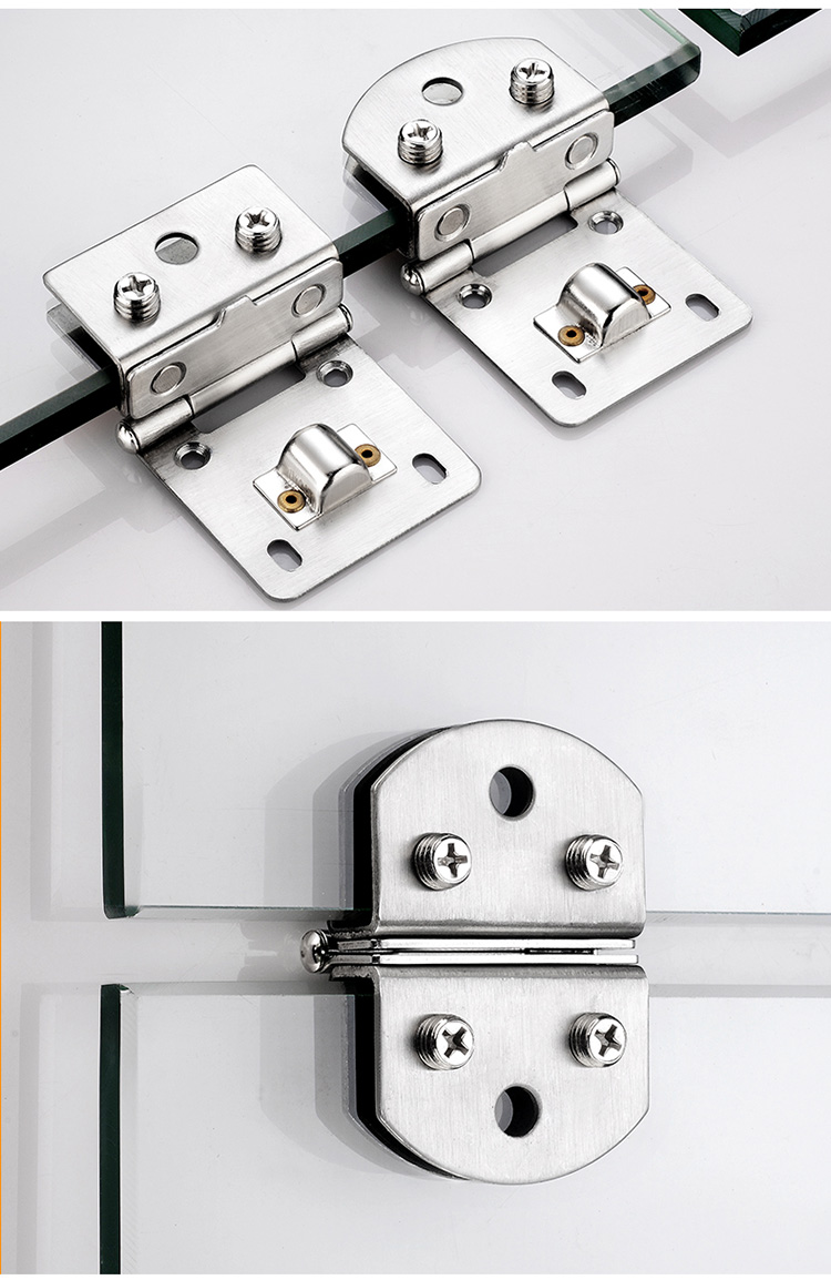 无框玻璃铰链免打孔不锈钢酒柜合页橱柜玻璃夹展示柜玻璃柜门合叶晨臻