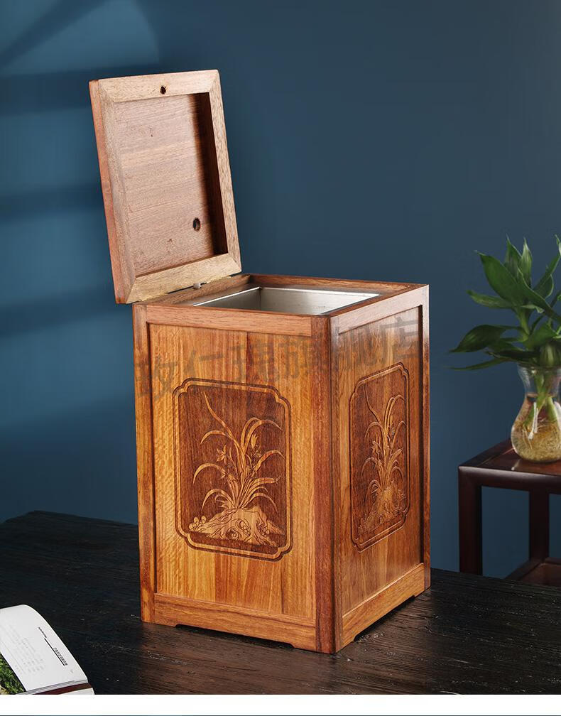 2022升级款红木垃圾桶新中式红木新中式垃圾桶茶水桶家用客厅创意轻奢