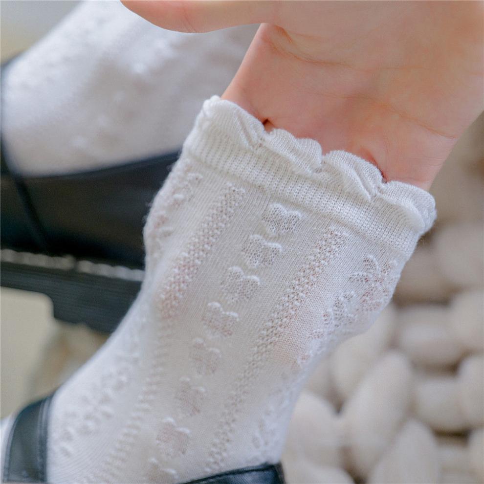 女士夏季袜子春夏季袜子女潮超火复古日系可爱少女中长筒花边泡泡袜棉