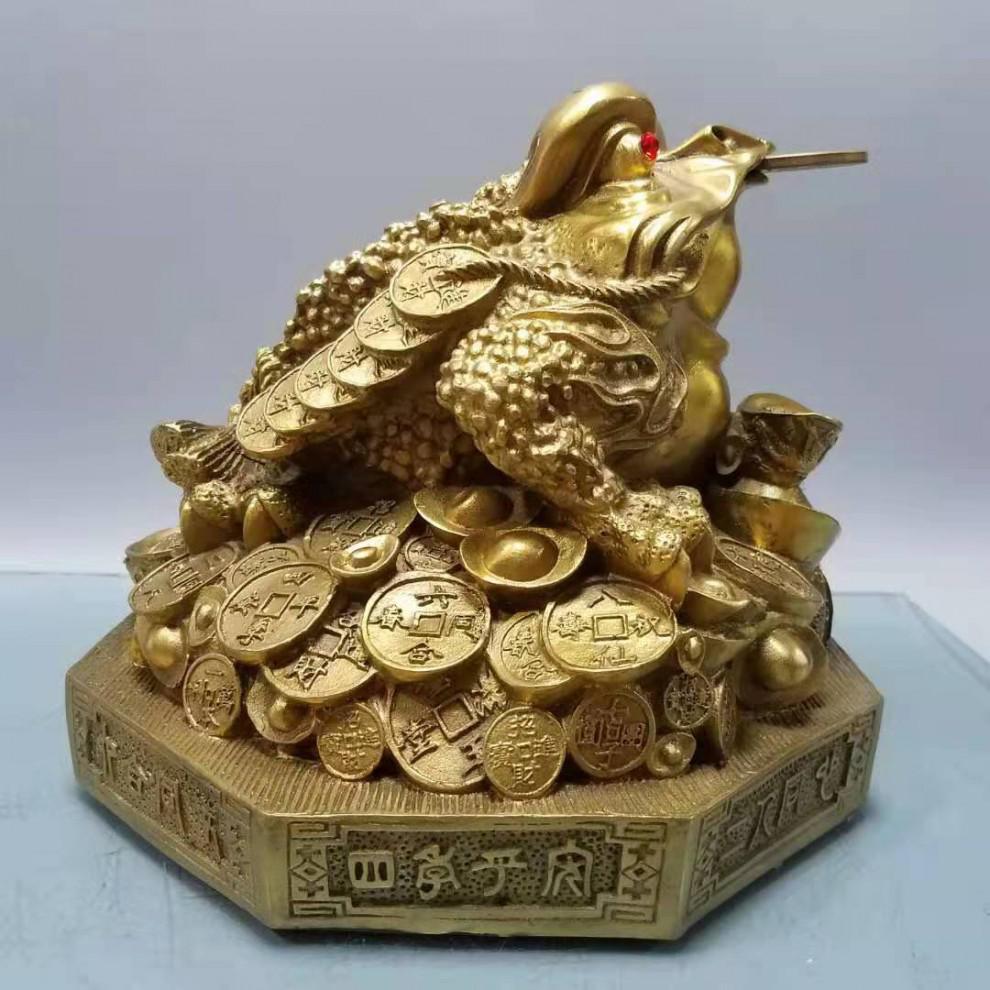 元宝三足蟾蜍纯铜金蟾摆件元宝蟾三足金蟾八卦蟾四方纳财蟾蜍开业礼品
