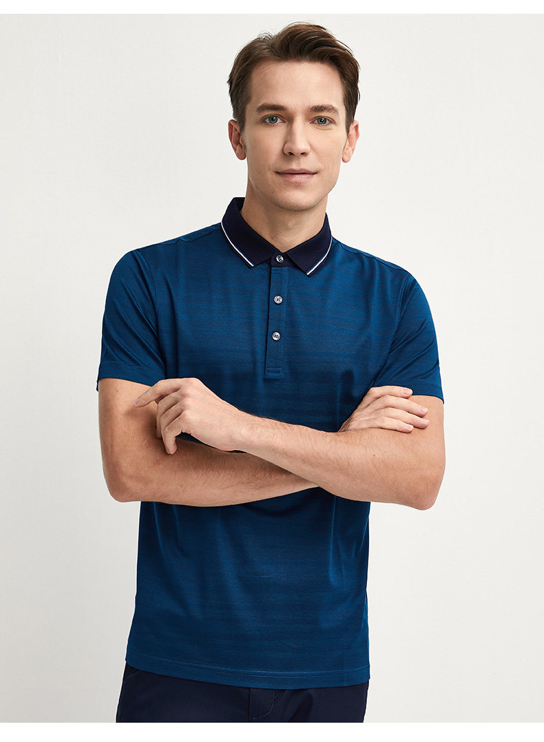 梦特娇夏季新款男士商务休闲短袖t恤莱赛尔混纺透气男式短袖polog2