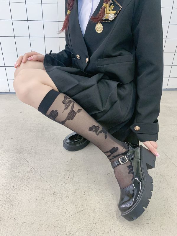 高品质jk中筒薄丝袜瘦腿袜女专治腿粗2021夏季新款提花黑丝小腿袜子女