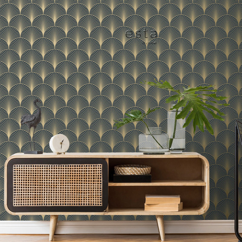 北欧风简约扇形贝壳纹壁纸书房现代几何墙纸酒店民宿卧室装饰壁布图案
