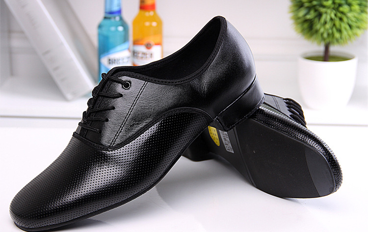 底男子舞鞋成人拉丁舞鞋男国标广场交谊跳舞打孔毛底室内穿25cm跟高40