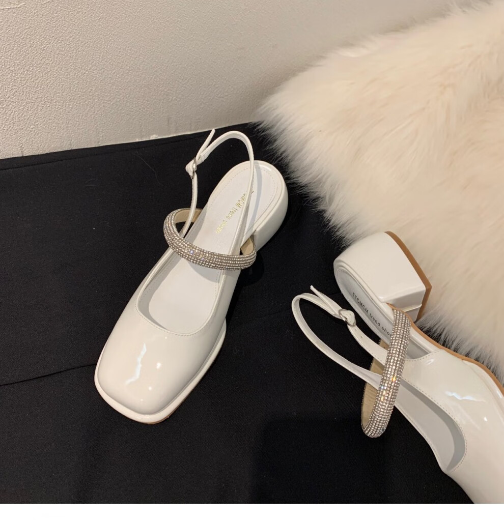 少女学生凉鞋高跟小众法式水钻包头凉鞋少女鞋子2022年夏季仙女风粗